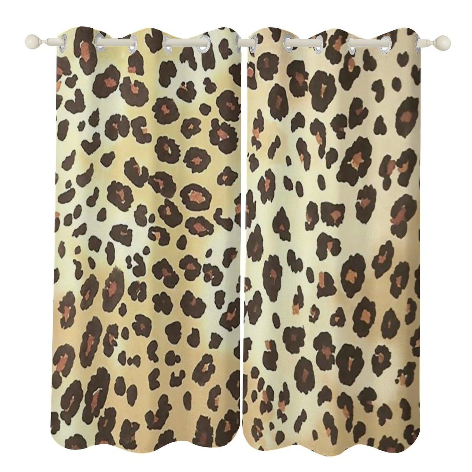 ヒョウ柄 カーテン　　生地　ポリエステル Amazon｜カーテン 豹柄 ヒョウ柄 動物柄 【ポリエステル 遮光 1級